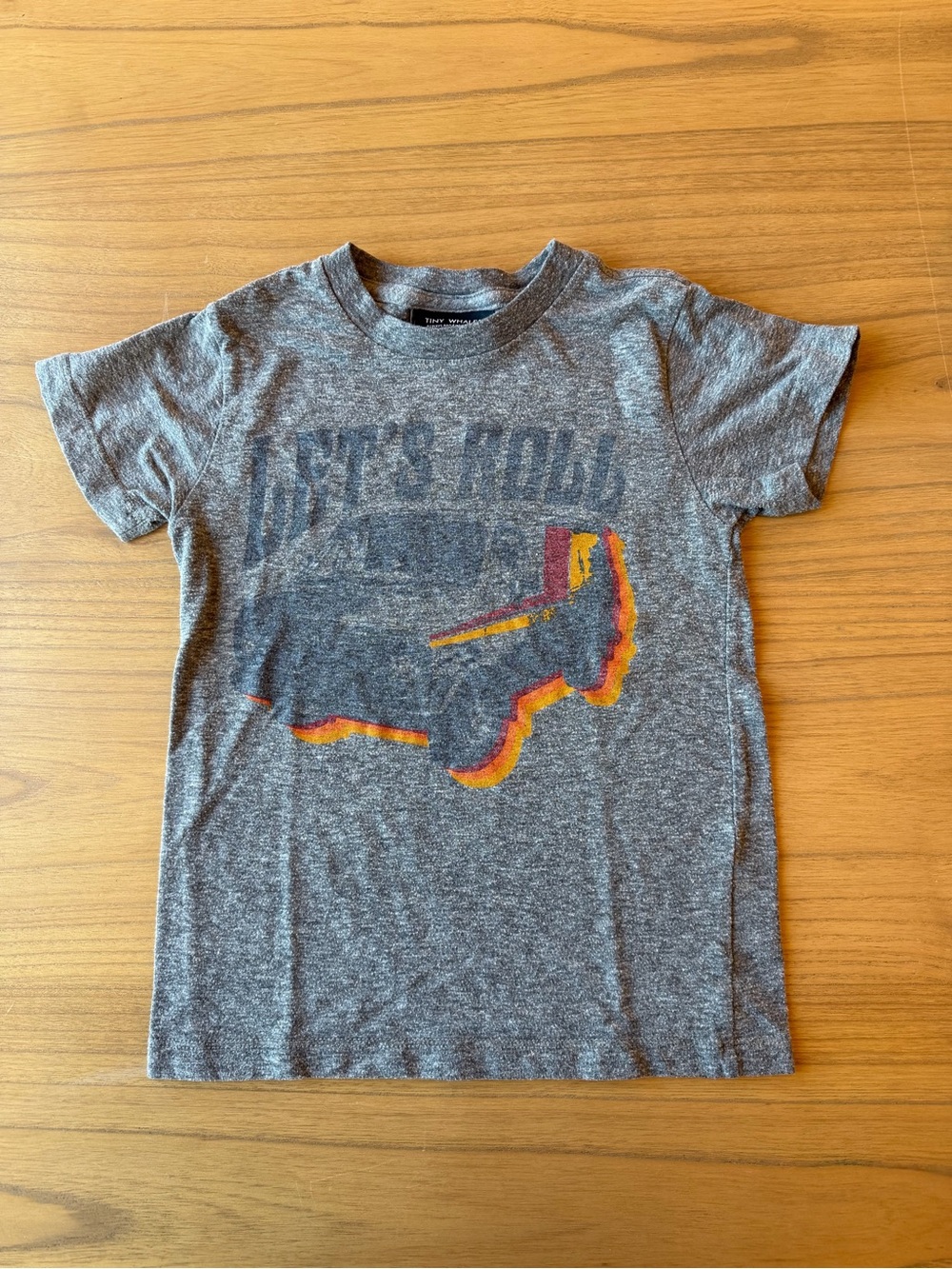 Tiny Whales Boys Gray Graphic T-Shirt Size 4 West Coast "Let's Roll" Skate Tee